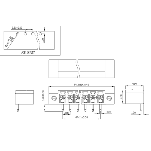 Intestazione angolata del morsetto PCB di tipo plug-in con vite di fissaggio